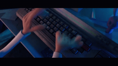 A Person Typing On A Keyboard With A Clock That Says 4:38 GIF