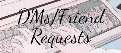 A Person Typing On A Keyboard With The Words Dms Friend Requests Written Above Them GIF
