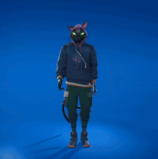 A Person Wearing A Cat Mask And A Hoodie With A Dollar Sign On It Is Standing With Their Arms Outstretched GIF