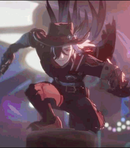 Cowboy With Gun Standing On Ledge GIF
