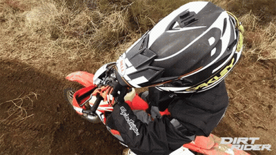 A Person Wearing A Dirt Rider Helmet Is Riding A Dirt Bike GIF