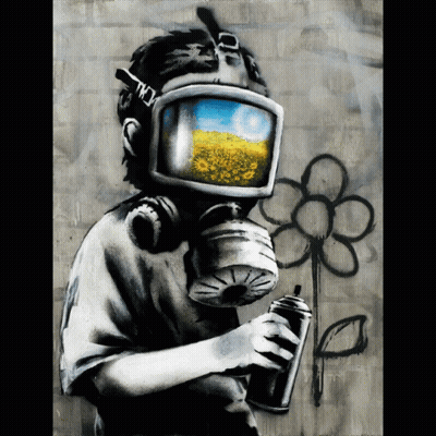 A Person Wearing A Gas Mask Holds A Spray Can GIF