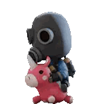 A Person Wearing A Gas Mask Is Riding On The Back Of A Pink Stuffed Animal . Sticker