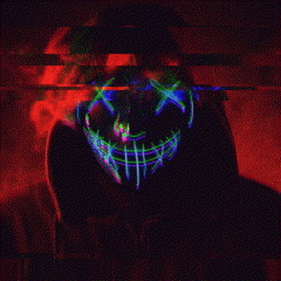 A Person Wearing A Glow In The Dark Mask With A Skull On It . GIF