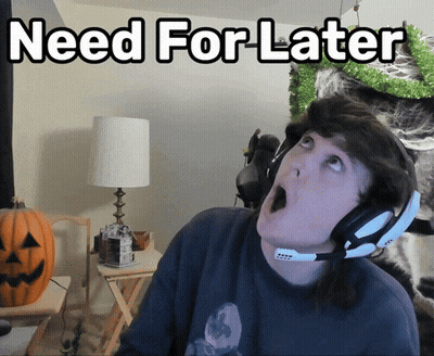 A Person Wearing A Headset With The Words Need For Later Written Above Them GIF