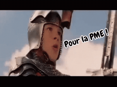 A Person Wearing A Helmet And Armor Says Pour La Pme ! GIF