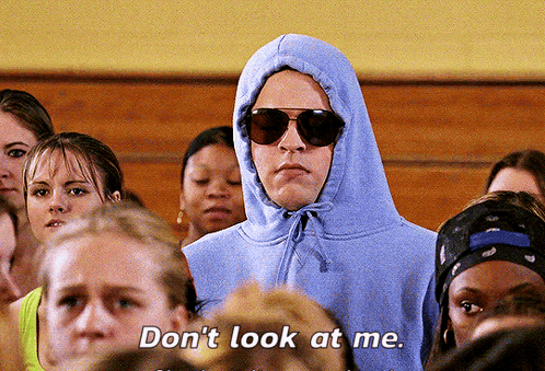 A Person Wearing A Hoodie And Sunglasses Says " Don 'T Look At Me " GIF