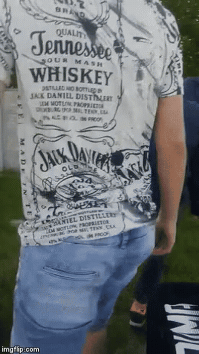A Person Wearing A Jack Daniels Whiskey T-Shirt GIF