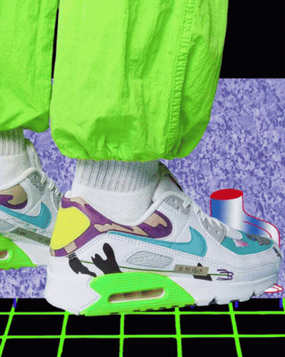 A Person Wearing A Pair Of White Nike Air Max Sneakers GIF