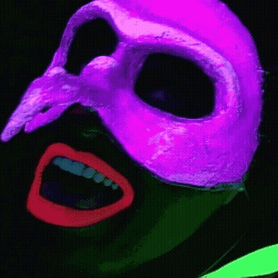 A Person Wearing A Purple Mask With A Skull On It GIF