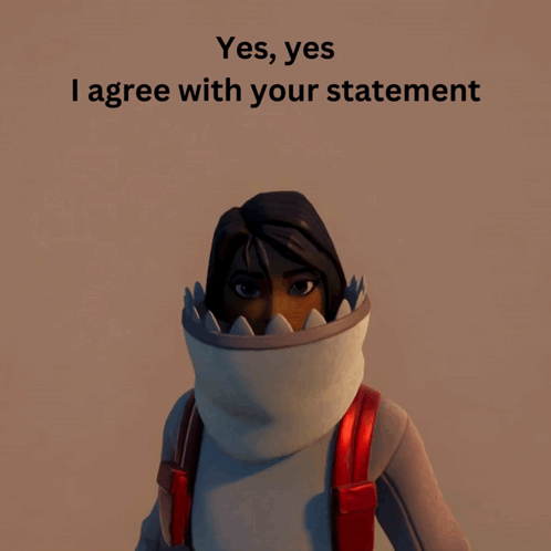 A Person Wearing A Shark Mask With The Words " Yes Yes I Agree With Your Statement " Above Them GIF