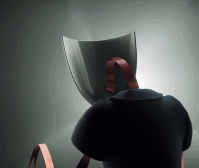 A Person Wearing A Shield With A Red Ribbon Around It GIF