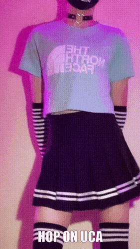 A Person Wearing A T-Shirt That Says The North Face GIF