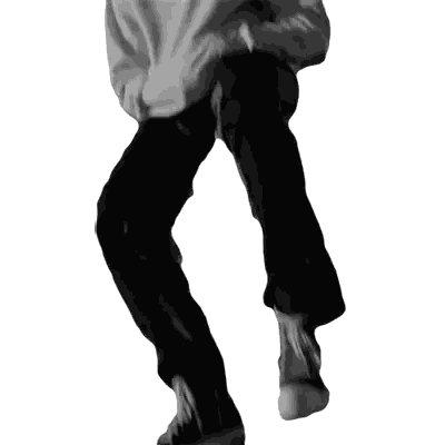 A Person Wearing A White Hoodie And Black Pants Is Dancing Sticker