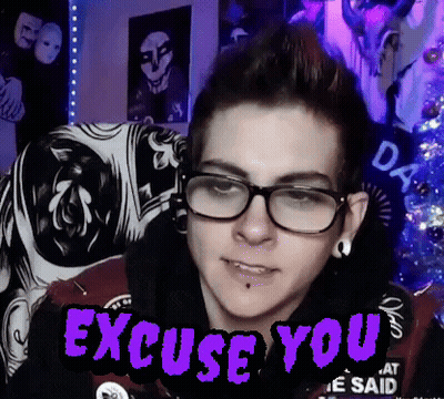 A Person Wearing Glasses And A Jacket With The Words Excuse You On It GIF