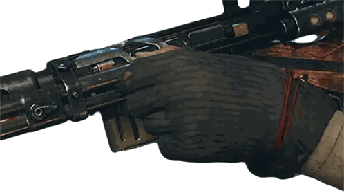 A Person Wearing Gloves Is Holding A Gun With Their Finger Sticker