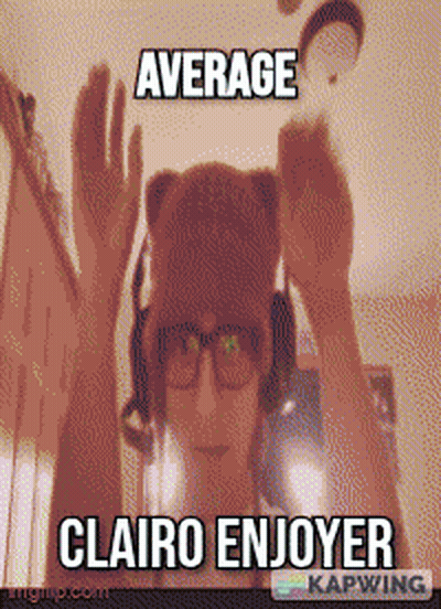 A Person Wearing Headphones And A Teddy Bear Hat With The Words Average Clairo Enjoyer GIF