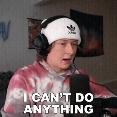 A Person Wearing Headphones And An Adidas Hat Says I Can T Do Anything GIF