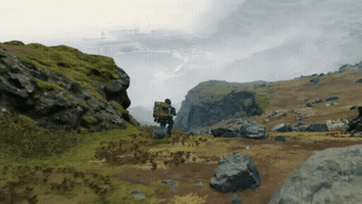 A Person With A Backpack On Their Back Is Walking Across A Field GIF