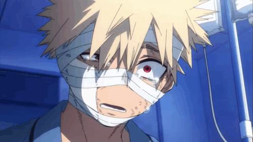 A Person With A Bandage On Their Face And A Red Eye GIF