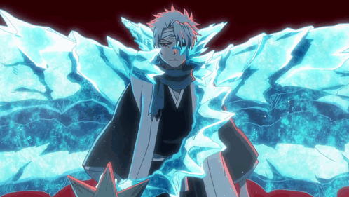 A Person With A Bandage On Their Head Is Surrounded By Blue Ice GIF
