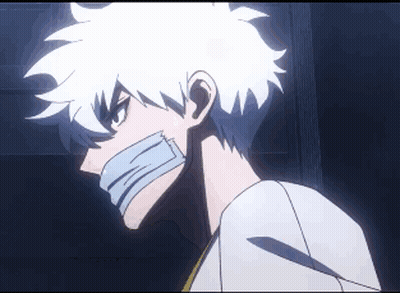 A Person With A Bandage On Their Mouth Is Looking At The Camera GIF