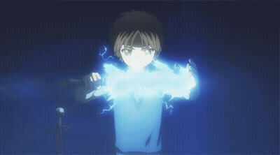 A Person With A Blue Light Coming Out Of Their Chest GIF