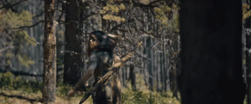 A Person With A Bow And Arrow In A Forest GIF