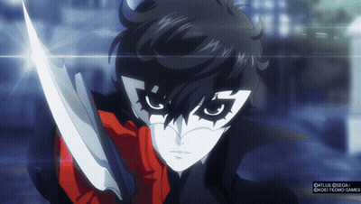 A Person With A Mask On Holding A Knife With A Sega Logo Behind Them GIF