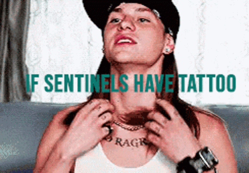 A Person With A Tattoo On Their Neck That Says Rage GIF