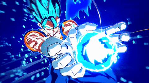A Person With Blue Hair Is Holding A Blue Ball GIF