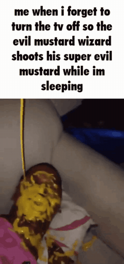 A Person With Mustard On Their Face Is Sleeping GIF