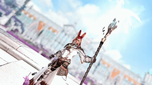 A Person With Red Hair Is Holding A Sword GIF