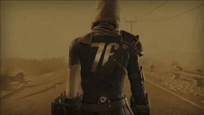 A Person With The Number 76 On Their Back Is Walking Down A Road GIF
