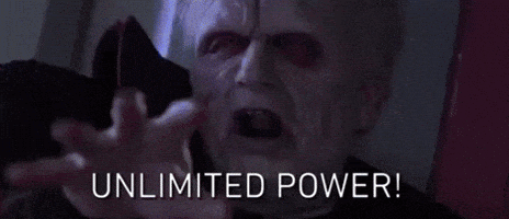 A Person With Their Mouth Open And The Words " Unlimited Power " Written On The Bottom GIF