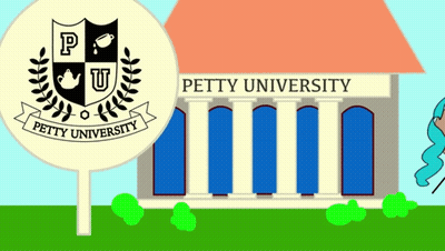 A Petty University Building With A Sign In Front GIF