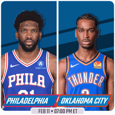 A Philadelphia And Oklahoma City Basketball Game Is Scheduled For Feb 11 At 07:00 Pm Et GIF