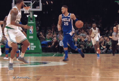A Philadelphia Basketball Player Is Dribbling A Basketball GIF
