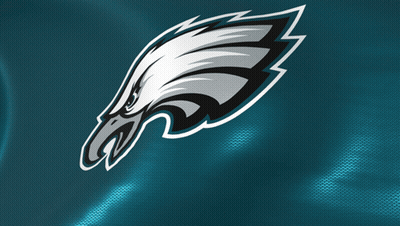 A Philadelphia Eagles Logo Is Shown On A Blue Background GIF