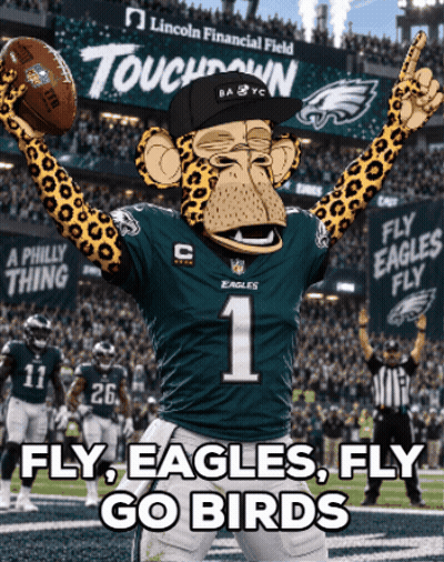 A Philadelphia Eagles Mascot Is Holding A Football In His Hands GIF