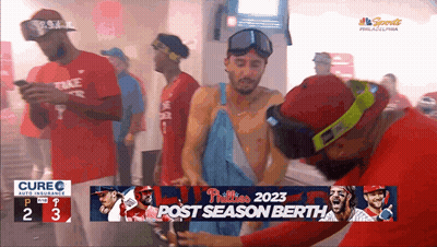 A Philadelphia Phillies Post Season Berth Advertisement On A Tv Screen GIF
