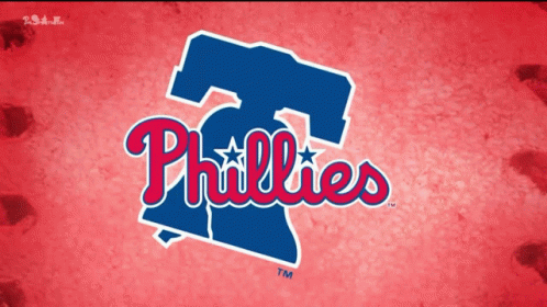 A Phillies Logo On A Red Background With A Tm GIF