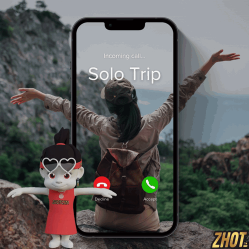 A Phone Screen Displays A Solo Trip Notification GIF