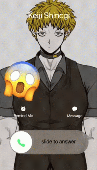 A Phone Screen Shows A Cartoon Character Named Keiji Shinogi GIF