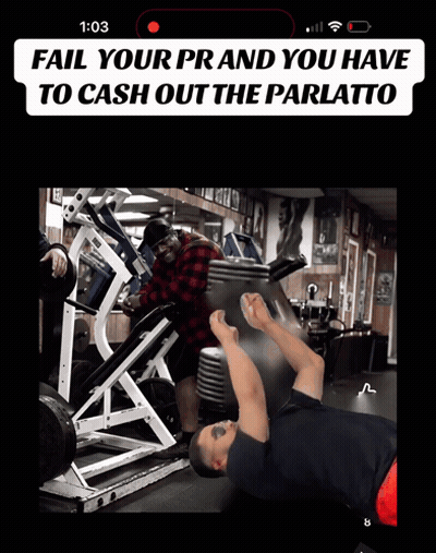 A Phone Screen Shows A Man In A Gym And Says Fail Your Prand You Have To Cash Out The Parlotto GIF