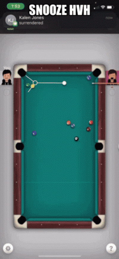 A Phone Screen Shows A Pool Game With The Words Snooze Hvh At The Top GIF