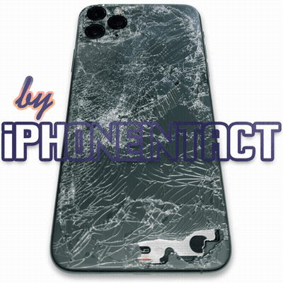 A Phone With A Cracked Screen Is Displayed With The Words Iphone Protect Written Below It GIF