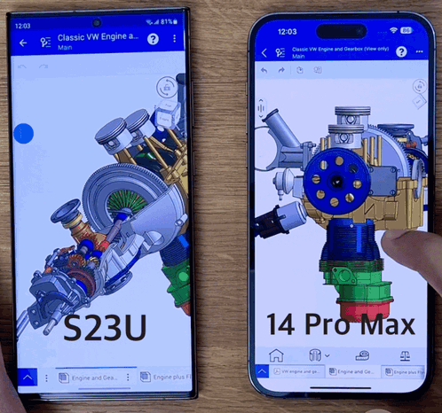 A Phone With A Drawing Of A S23u Engine On The Screen GIF