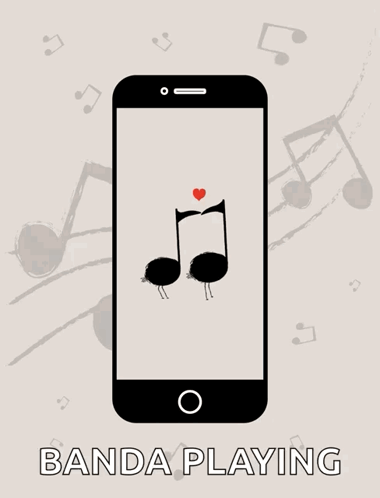 A Phone With A Music Note On The Screen And The Words Banda Playing GIF