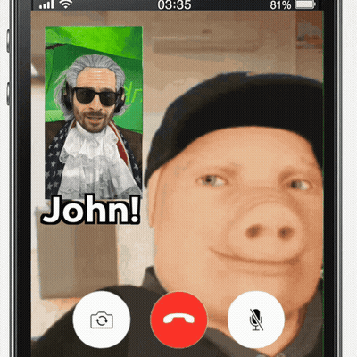A Phone With A Picture Of A Pig And A Picture Of A Man With The Name John On It GIF